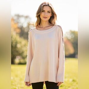 Anne Klein Cream Cozy Knit Sweater Soft Crewneck Everyday Size S